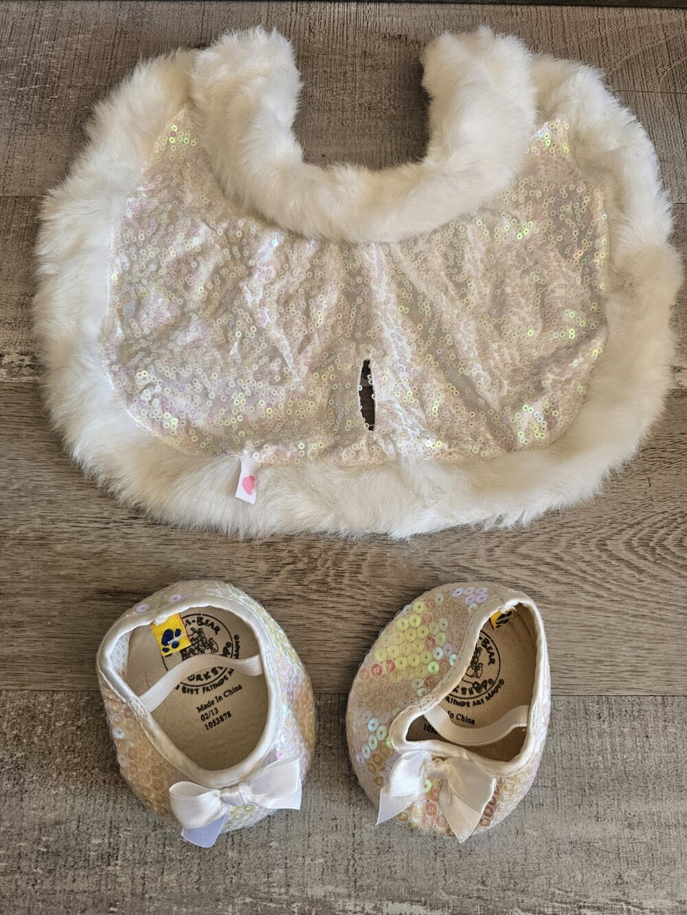 Build a Bear Twinkle Sequin Cape & Shoes Replacement Twirly Sparkly White